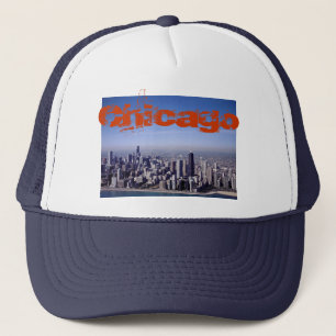 Stadt-Park-Gebäude-Schicksal Chicagos Illinois Truckerkappe