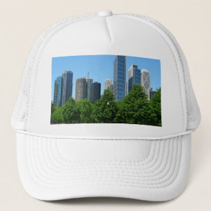 Stadt-Park-Gebäude-Schicksal Chicagos Illinois Truckerkappe