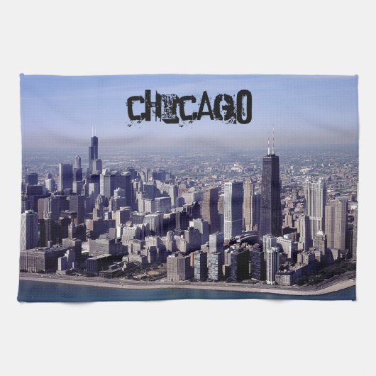 Stadt-Park-Gebäude-Schicksal Chicagos Illinois win Geschirrtuch (Horizontal)
