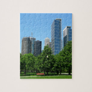 Stadt-Park-Gebäude-Schicksal Chicagos Illinois win Puzzle