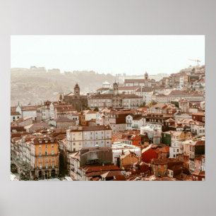 Stadt Porto während des Sonnenuntergangs Poster