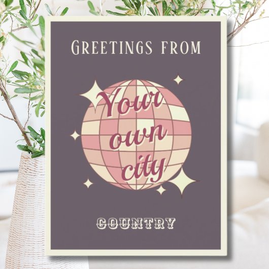 Stadt Postcard Name lila Diskothek Postkarte