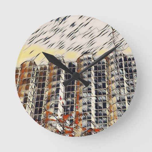 Stadt Runde Wanduhr (Vorderseite)