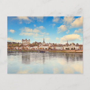 Stadt Saumur mit Schloss über dem Fluss Loire, Fra Postkarte