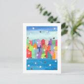 Stadt-Schnee-Sturm Postkarte (Stehend Vorderseite)