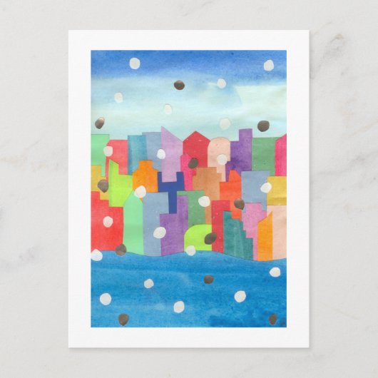 Stadt-Schnee-Sturm Postkarte (Vorderseite)