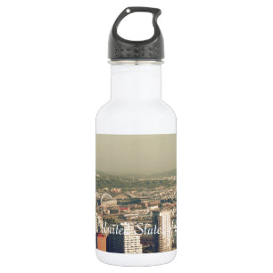 Stadt Seattle. Ansicht vom Stadtturm. Landschaft Trinkflasche