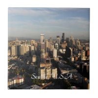 Stadt Seattle. Aussicht vom Turm der Stadt. Horizo
