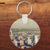 Stadt Seattle. Aussicht vom Turm der Stadt. Horizo Schlüsselanhänger (Vorderseite)