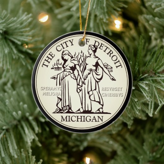 Stadt Siegel Detroit Keramik Ornament (Baum)