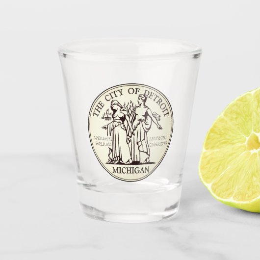 Stadt Siegel Detroit Schnapsglas (Vorderseite)