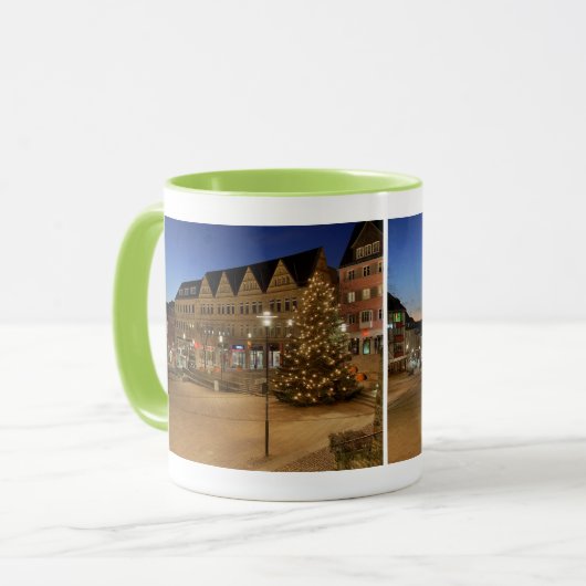 Stadt Siegen Marktplatz zur blauen Stunde Tasse (Vorderseite Links)