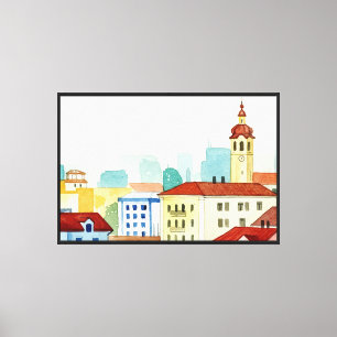 Stadt-Silhouette Leinwanddruck