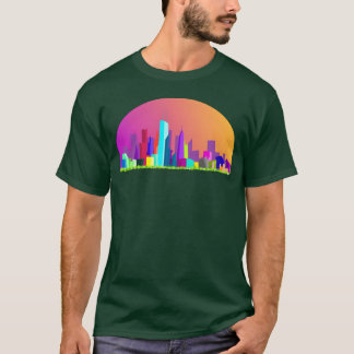 Stadt-Silhouette Mädchen am Sommerabend T-Shirt