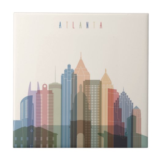 Stadt-Skyline Atlantas, Georgia | Fliese (Vorderseite)