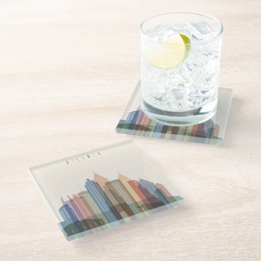 Stadt-Skyline Atlantas, Georgia | Glasuntersetzer (Schrägansicht)