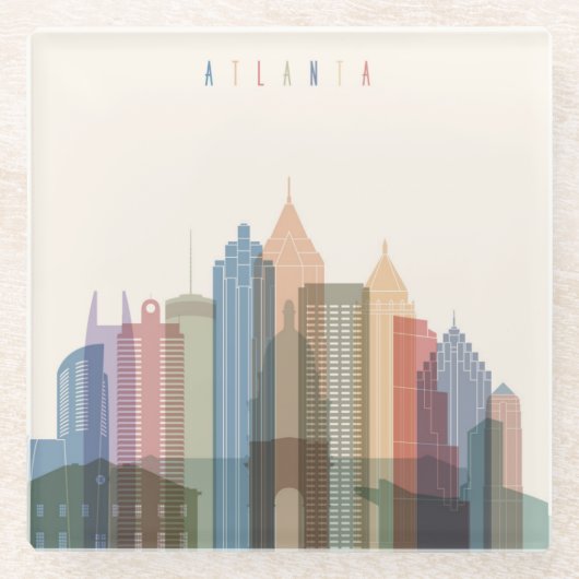 Stadt-Skyline Atlantas, Georgia | Glasuntersetzer (Vorderseite)