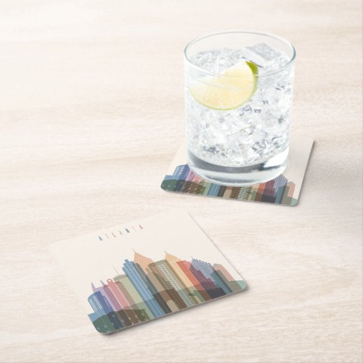 Stadt-Skyline Atlantas, Georgia | Rechteckiger Pappuntersetzer (Vor Ort)