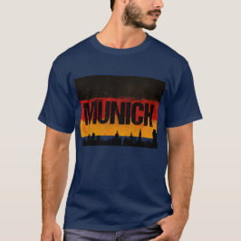 Stadt-Skyline beunruhigte Flagge Münchens T-Shirt