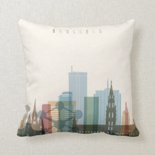 Stadt-Skyline Brüssels, Belgien Kissen