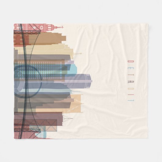 Stadt-Skyline Detroits, Michigan | Fleecedecke (Vorderseite (Horizontal))