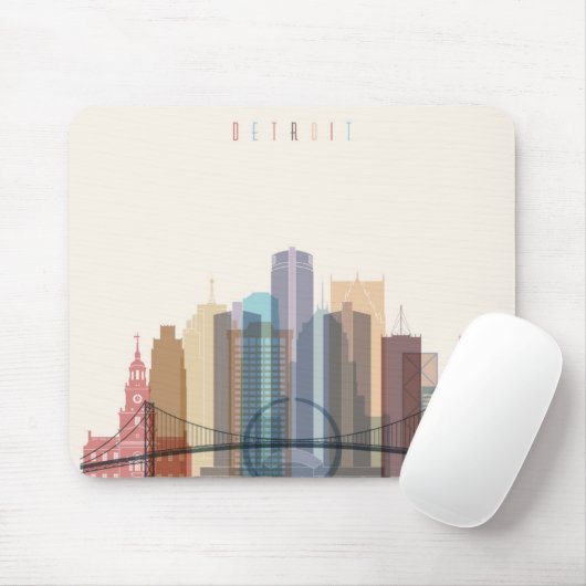 Stadt-Skyline Detroits, Michigan | Mousepad (Mit Mouse)