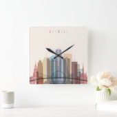 Stadt-Skyline Detroits, Michigan | Quadratische Wanduhr (Zuhause)