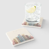 Stadt-Skyline Detroits, Michigan | Steinuntersetzer (Seitenansicht)