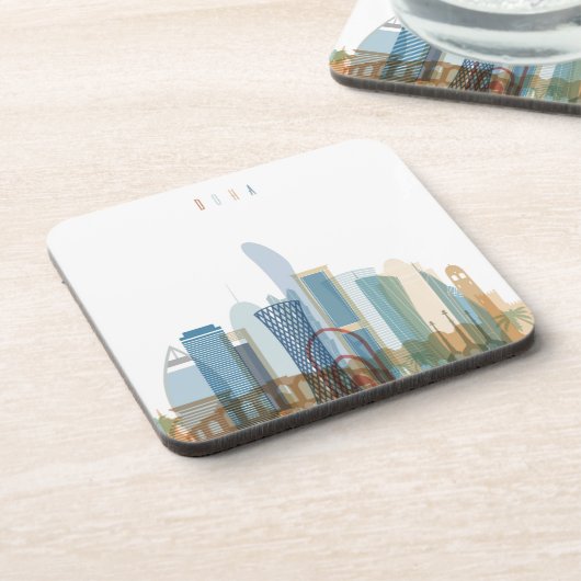 Stadt-Skyline Dohas, Qatar | Getränkeuntersetzer (Linke Seite)