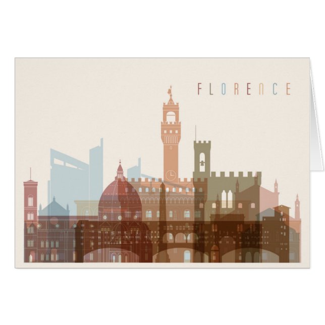 Stadt-Skyline Florenz, Italien | (Vorderseite (Horizontal))