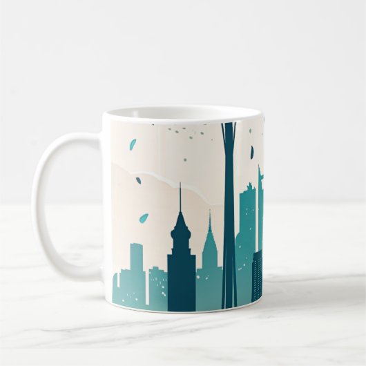 Stadt-Skyline-Geburtstagskarte Kaffeetasse (Links)