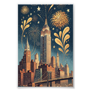 Stadt-Skyline Hanukkah Vintage-Reiseposter-Karte Fotodruck