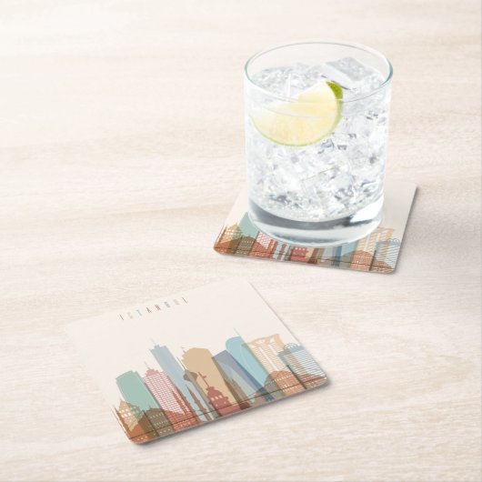 Stadt-Skyline Istanbuls, die Türkei | Rechteckiger Pappuntersetzer (Vor Ort)