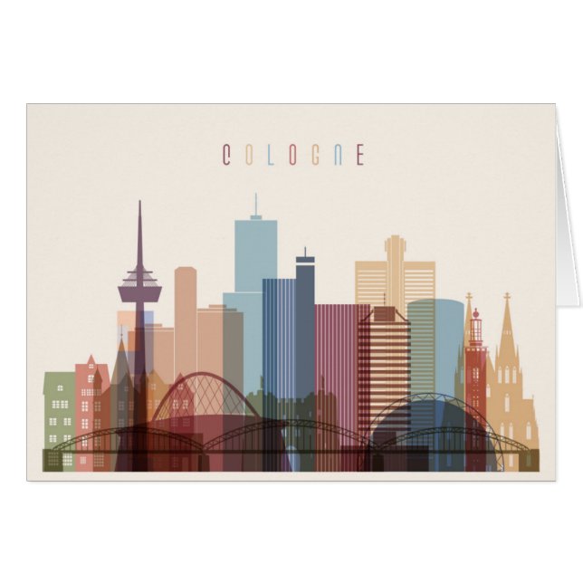Stadt-Skyline Kölns, Deutschland | (Vorderseite (Horizontal))