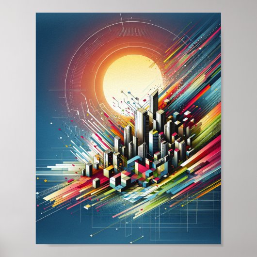 Stadt-Skyline-Kunstposter Poster (Vorne)