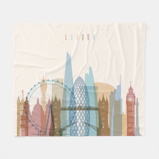 Stadt-Skyline Londons, England | Fleecedecke (Vorderseite (Horizontal))
