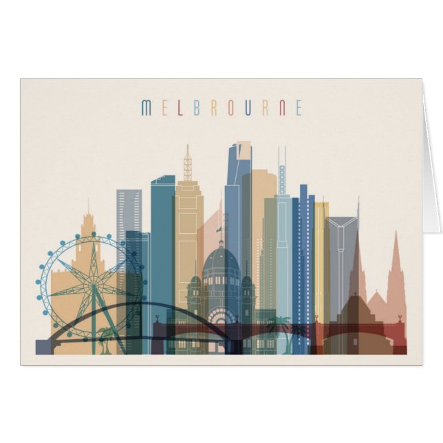 Stadt-Skyline Melbournes, Australien | (Vorderseite (Horizontal))