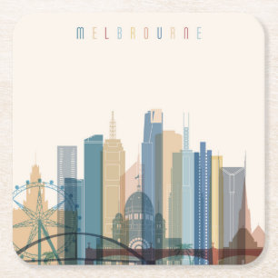 Stadt-Skyline Melbournes, Australien   Rechteckiger Pappuntersetzer