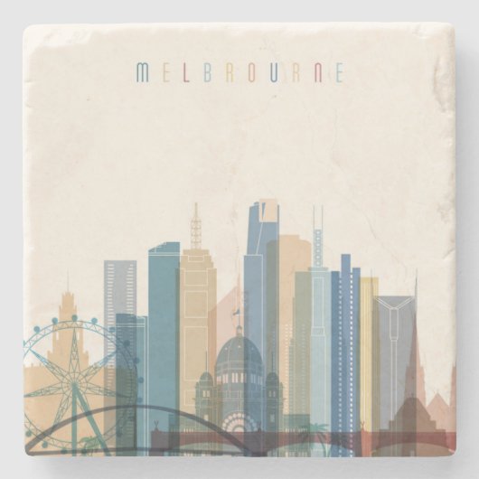 Stadt-Skyline Melbournes, Australien | Steinuntersetzer (Vorderseite)
