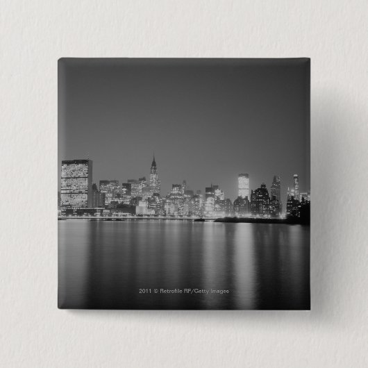Stadt-Skyline nachts Button (Vorderseite)