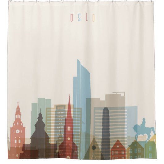 Stadt-Skyline Oslos, Norwegen | Duschvorhang (Vorderseite)
