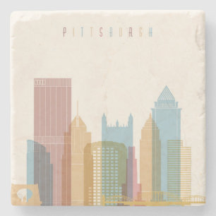 Stadt-Skyline Pittsburghs, Pennsylvania   Steinuntersetzer