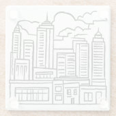 Stadt-Skyline Schwarz & Weiß Glasuntersetzer (Rückseite)