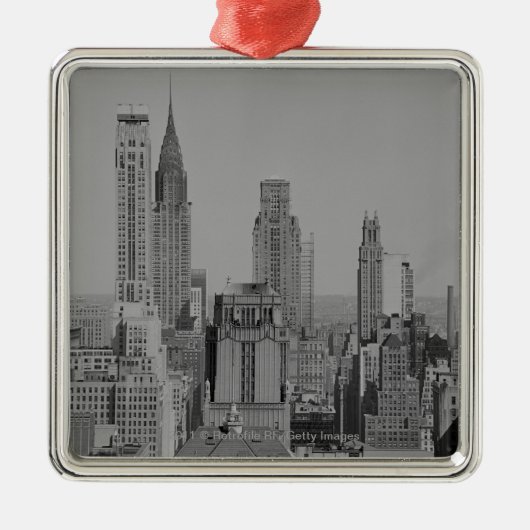 Stadt-Skyline Silbernes Ornament (Vorne)