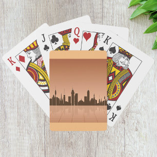 Stadt-Skyline-Silhouette Futuristische urbane Sonn Spielkarten
