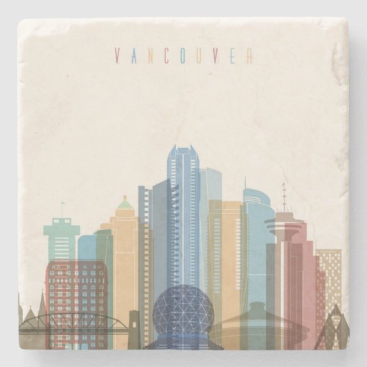 Stadt-Skyline Vancouvers, Kanada | Steinuntersetzer (Vorderseite)