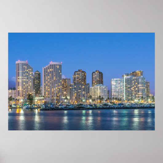 Stadt Skyline von Waikiki Poster (Vorne)