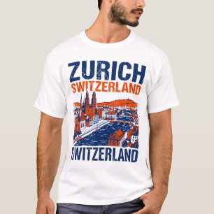 Stadt-Skyline von Zürich Schweiz Illustration T-Shirt