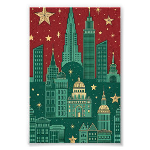 Stadt-Skyline-Weihnachtspapier Fotodruck