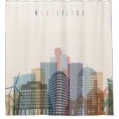 Stadt-Skyline Wellingtons, Neuseeland | Duschvorhang (Vorderseite)